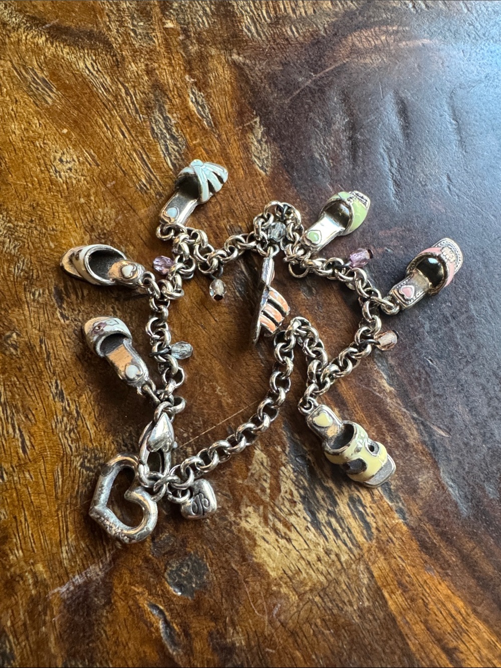 Brighton Pastel Enamel Sandal Shoe Charm Bracelet